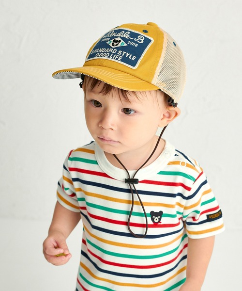 DOUBLE_B(ダブルビー)の「トラッカーキャップ(キャップ・キッズ・ホワイト×ネイビー/イエロー・LL(54-56cm)/L(52-54cm)/M(50-52cm)/S(48-50cm))」の1枚目の写真