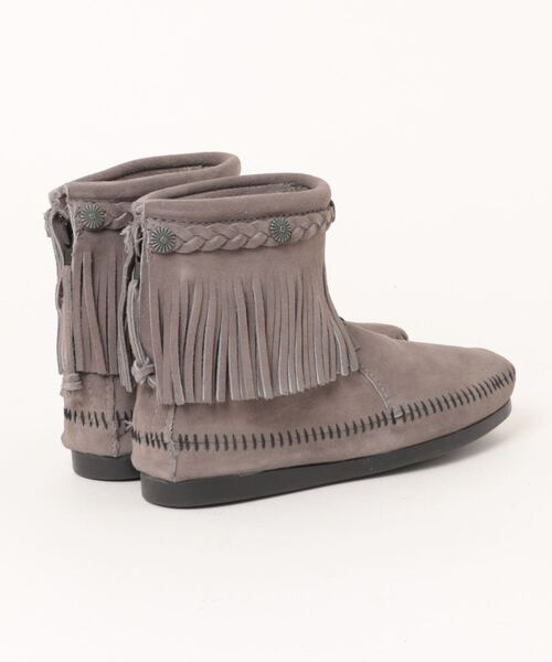 Minnetonka（ミネトンカ）の「【MINNETONKA】ハイ トップ バック ジッパー HI TOP BACK ZIP BOOTS（ブーツ・レディース・グレー/ブラック・6/5.5）」の3枚目の写真