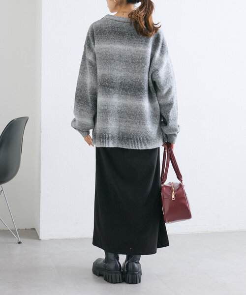 w closet（ダブルクローゼット）の「グラデーションBIGニットカーディガン（カーディガン/ボレロ・レディース・ブラック/オレンジ/ブラウン・FREE）」の13枚目の写真