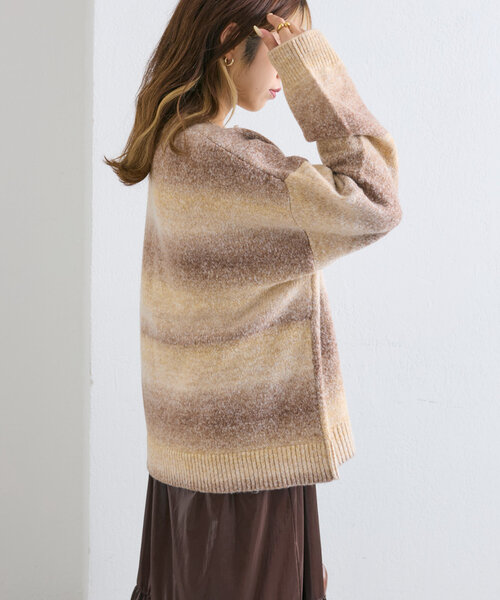 w closet（ダブルクローゼット）の「グラデーションBIGニットカーディガン（カーディガン/ボレロ・レディース・ブラック/オレンジ/ブラウン・FREE）」の19枚目の写真