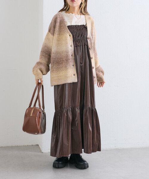 w closet（ダブルクローゼット）の「グラデーションBIGニットカーディガン（カーディガン/ボレロ・レディース・ブラック/オレンジ/ブラウン・FREE）」の22枚目の写真
