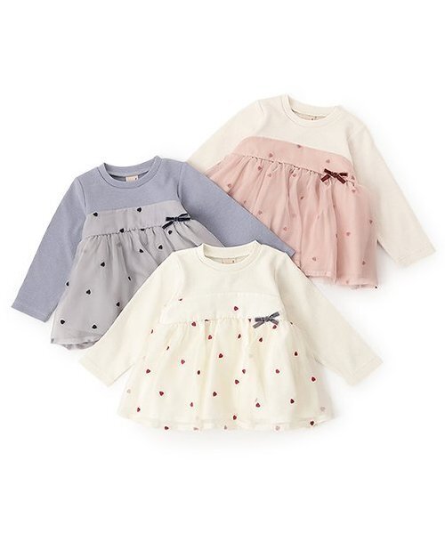petit main(プティマイン)の「【リンク】ハート刺しゅうチュニック(キッズ)(チュニック・キッズ・アイボリー/ブルーグレー/ライトピンク・80cm/90cm/110cm/100cm/120cm/130cm)」の10枚目の写真