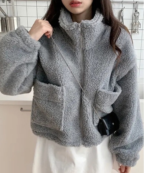 NATURAL BEAUTY BASIC ショートボアブルゾン グレー NATURAL BEAUTY BASIC ショートボアブルゾン グレー（ナチュラル