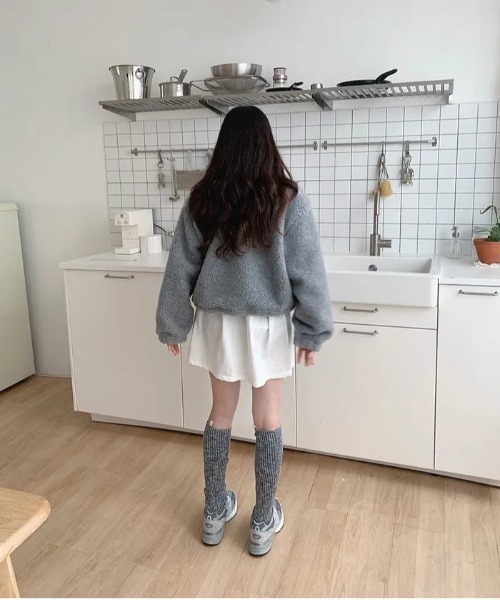 WEGO（ウィゴー）の「WEGO/ボアジップショートジャケット（ブルゾン・レディース・ブラウン/グレー/アイボリー・LARGE/MEDIUM）」の8枚目の写真