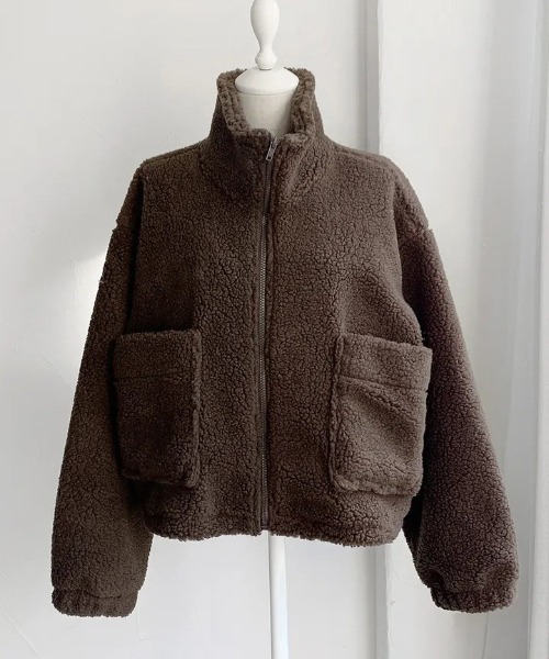 WEGO（ウィゴー）の「WEGO/ボアジップショートジャケット（ブルゾン・レディース・ブラウン/グレー/アイボリー・LARGE/MEDIUM）」の21枚目の写真