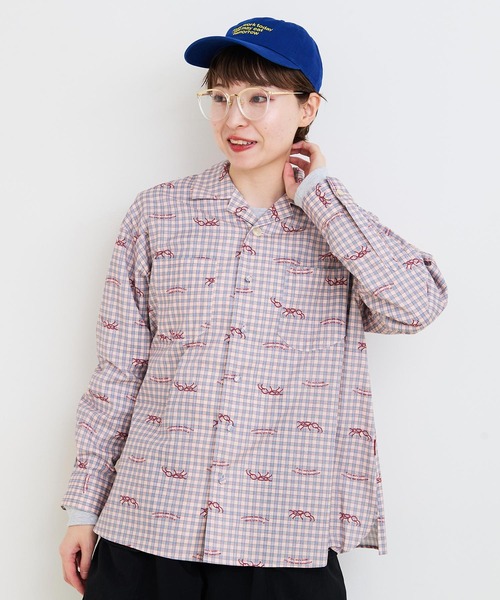 ブラウス シャツ ●ANT CHECK  オープンカラーシャツ レディース セール】○ANT CHECK オープンカラーシャツ（シャツ/ブラウス