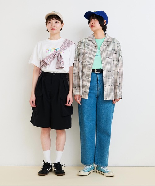 ブラウス シャツ ●ANT CHECK  オープンカラーシャツ レディース I am in fact ブラウス シャツ ○ANT CHECK オープンカラー