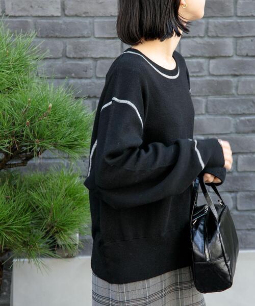 FORK&SPOON（フォークアンドスプーン）の「FORK&SPOON　バイカラーステッチニットプルオーバー（ニット/セーター・レディース・アイボリー/ブラック/グレー系その他・1）」の19枚目の写真