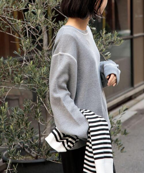 FORK&SPOON（フォークアンドスプーン）の「FORK&SPOON　バイカラーステッチニットプルオーバー（ニット/セーター・レディース・アイボリー/ブラック/グレー系その他・1）」の12枚目の写真