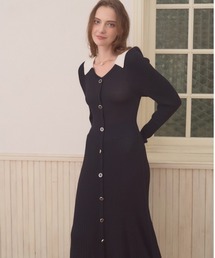 Contrast color knit one piece コントラストカラー ニットワンピース