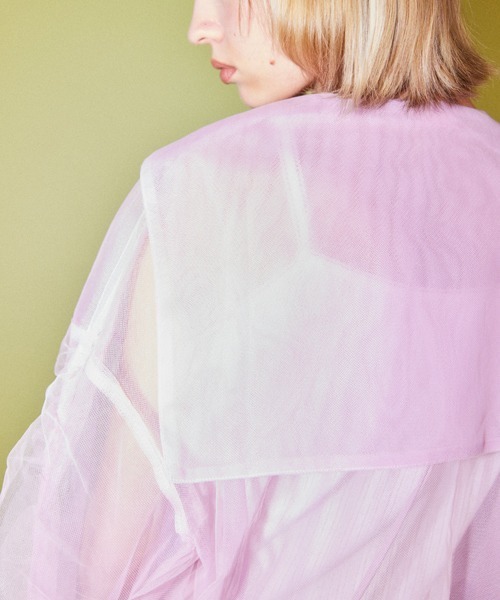 Candy Stripper（キャンディストリッパー）の「TULLE SHEER SAILOR ブラウス（ブルゾン・レディース・ピンク/ブラック/オフホワイト・FREE）」の7枚目の写真