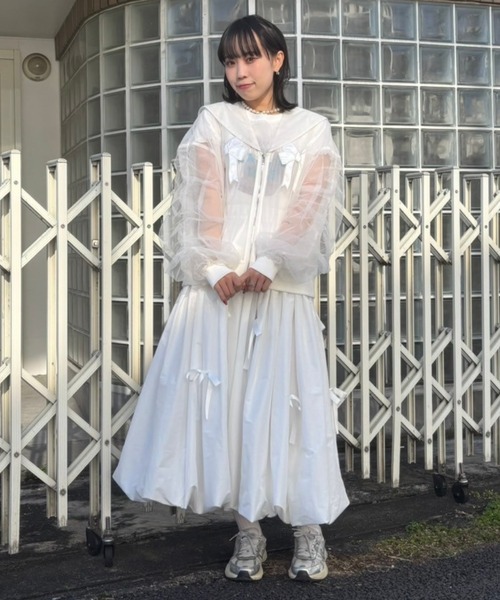 Candy Stripper（キャンディストリッパー）の「TULLE SHEER SAILOR ブラウス（ブルゾン・レディース・ピンク/ブラック/オフホワイト・FREE）」の19枚目の写真