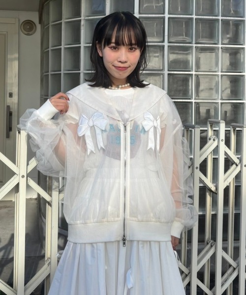 Candy Stripper（キャンディストリッパー）の「TULLE SHEER SAILOR ブラウス（ブルゾン・レディース・ピンク/ブラック/オフホワイト・FREE）」の12枚目の写真