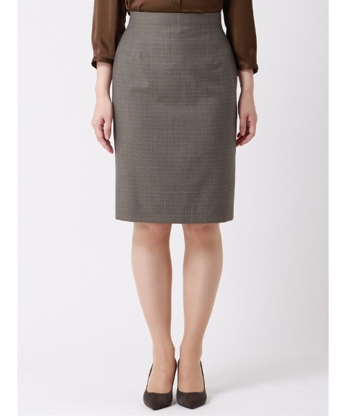 SUIT SQUARE（スーツスクエア）の「バックフレアタイトスカート REDA SUPER110'sウール マイクロチェック（スーツスカート・レディース・ベージュ・36(7号)/38(9号)/40(11号)/42(13号)）」の9枚目の写真