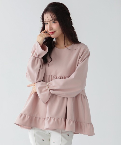 Fit more（フィットモア）の「タックパール袖ティアードトップス（その他トップス・レディース・ブラック/ネイビー/ホワイト/ピンク・FREE）」の8枚目の写真