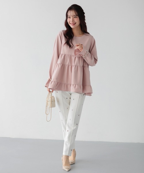 Fit more（フィットモア）の「タックパール袖ティアードトップス（その他トップス・レディース・ブラック/ネイビー/ホワイト/ピンク・FREE）」の7枚目の写真