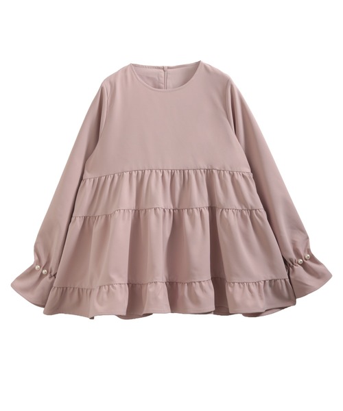 Fit more（フィットモア）の「タックパール袖ティアードトップス（その他トップス・レディース・ブラック/ネイビー/ホワイト/ピンク・FREE）」の5枚目の写真