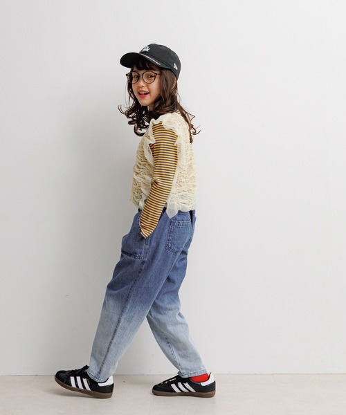 BAYFLOW（ベイフロー）の「[別々に着用可☆]チュールベスト付きボーダーTシャツ(KIDS)（Tシャツ/カットソー・キッズ・ブラック/パープル/ブルー・110cm/120cm/130cm/140cm/150cm）」の4枚目の写真
