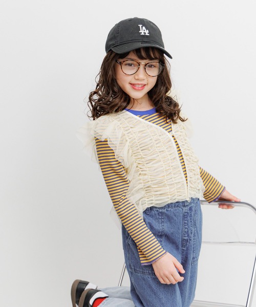 BAYFLOW（ベイフロー）の「[別々に着用可☆]チュールベスト付きボーダーTシャツ(KIDS)（Tシャツ/カットソー・キッズ・ブラック/パープル/ブルー・110cm/120cm/130cm/140cm/150cm）」の5枚目の写真