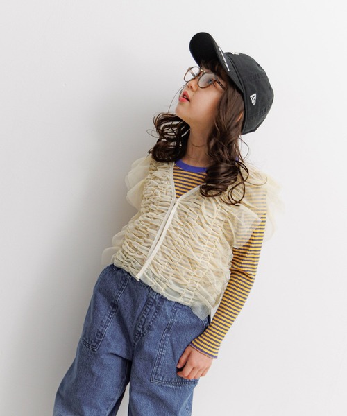 BAYFLOW（ベイフロー）の「[別々に着用可☆]チュールベスト付きボーダーTシャツ(KIDS)（Tシャツ/カットソー・キッズ・ブラック/パープル/ブルー・110cm/120cm/130cm/140cm/150cm）」の7枚目の写真