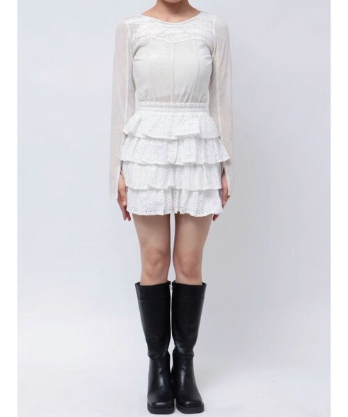 dazzlin(ダズリン)の「フリルミニスカートⅢ(スカート・レディース・グレー/オフホワイト・SMALL/MEDIUM)」の22枚目の写真