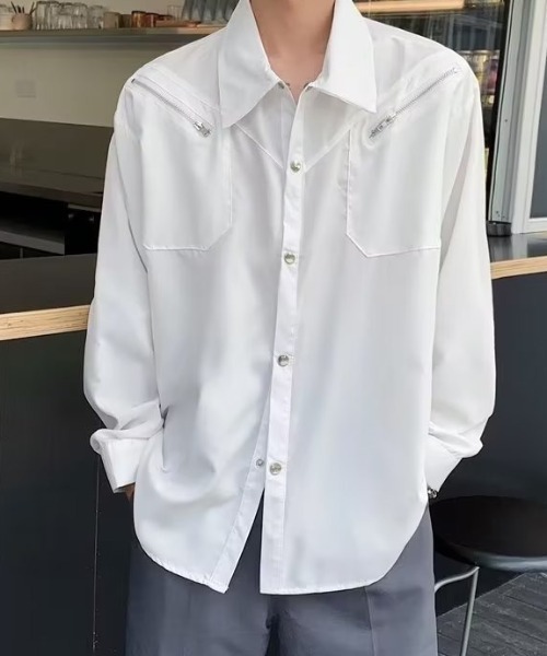 link lot(リンクロット)の「ジップデザイン ウエスタン リラックスフィット シャツ(シャツ/ブラウス・メンズ・ブラック/ホワイト・M/L)」の2枚目の写真