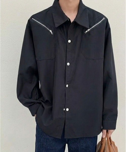 link lot(リンクロット)の「ジップデザイン ウエスタン リラックスフィット シャツ(シャツ/ブラウス・メンズ・ブラック/ホワイト・M/L)」の1枚目の写真