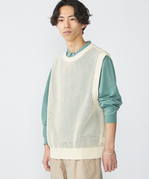 〈手洗い可能〉メッシュ 編み 前後 ２WAY ニット ベスト ◇ セール】〈手洗い可能〉メッシュ 編み 前後 2WAY ニット ベスト