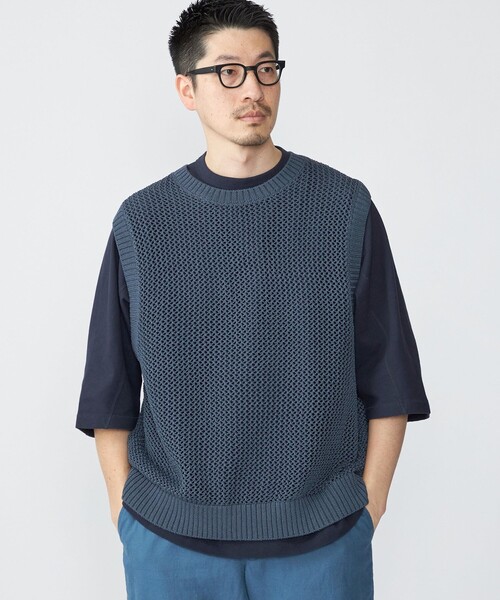 【夏SALE／手洗い可】メッシュニットベスト 夏SALE／手洗い可】メッシュニットベスト（ニット/セーター