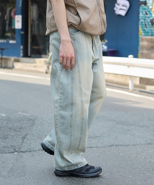 WEGO（ウィゴー）の「WEGO/イージー3Dバレルレッグデニムパンツ【S,M,Lのサイズ展開☆】（デニムパンツ・メンズ・ブラック系3/スカイブルー/ライトインディゴブルー/グレー・SMALL/MEDIUM/LARGE）」の4枚目の写真