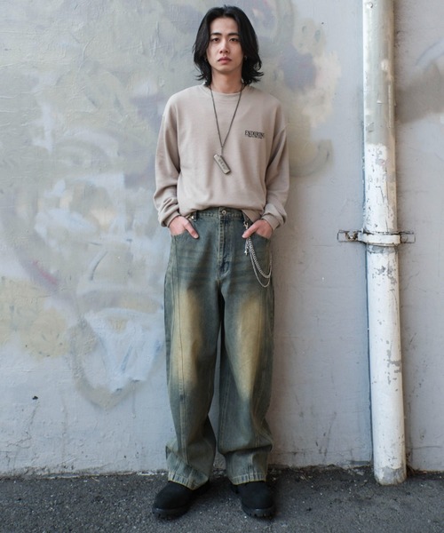 WEGO（ウィゴー）の「WEGO/イージー3Dバレルレッグデニムパンツ【S,M,Lのサイズ展開☆】（デニムパンツ・メンズ・ブラック系3/スカイブルー/ライトインディゴブルー/グレー・SMALL/MEDIUM/LARGE）」の10枚目の写真