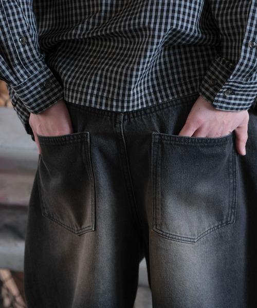 WEGO（ウィゴー）の「WEGO/イージー3Dバレルレッグデニムパンツ【S,M,Lのサイズ展開☆】（デニムパンツ・メンズ・ブラック系3/スカイブルー/ライトインディゴブルー/グレー・SMALL/MEDIUM/LARGE）」の12枚目の写真