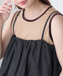 BONLECILL | ベロアパイピングテレコスリーブレスTEE(タンクトップ)
