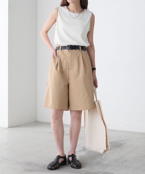 BONLECILL（ボンルシール）の「ベロアパイピングテレコスリーブレスTEE（タンクトップ・レディース・レッド/チャコールグレー/オフホワイト/ベージュ/ネイビー/ブラック・FREE）」の16枚目の写真