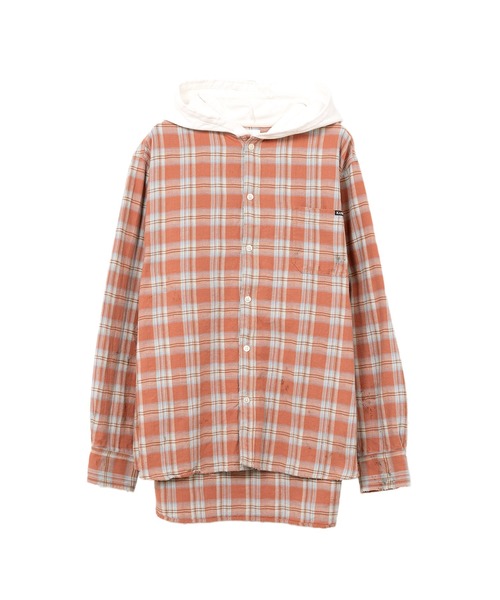 トップス KAMIYA Hooded Check Shirt RED M Hooded Check Shirt（シャツ/ブラウス）｜KAMIYA（カミヤ）の