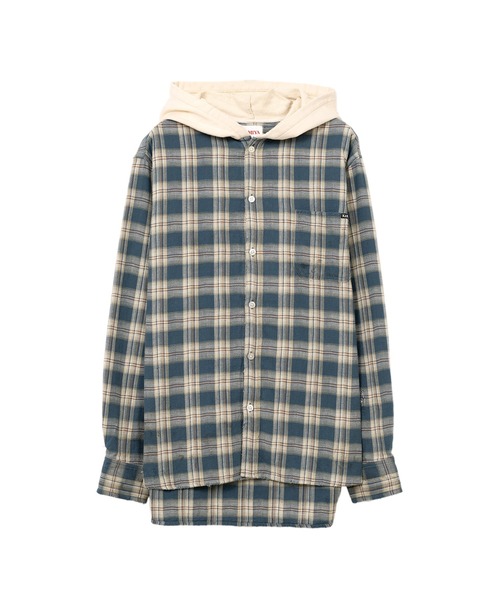 KAMIYA（カミヤ）の「Hooded Check Shirt（シャツ/ブラウス・メンズ・レッド/ブラック/ブルー/グリーン・S/M）」の4枚目の写真