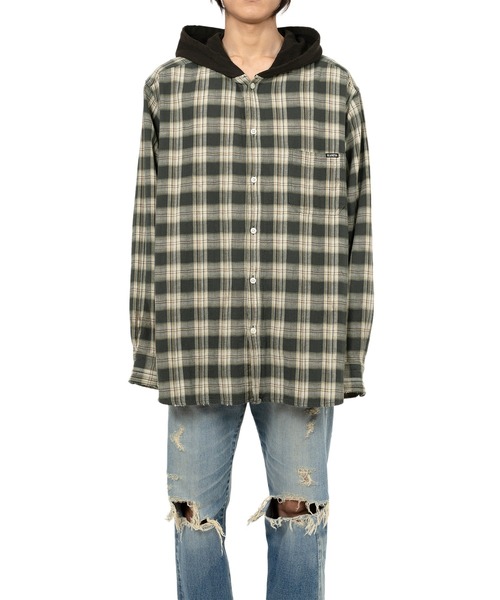 KAMIYA（カミヤ）の「Hooded Check Shirt（シャツ/ブラウス・メンズ・レッド/ブラック/ブルー/グリーン・S/M）」の5枚目の写真