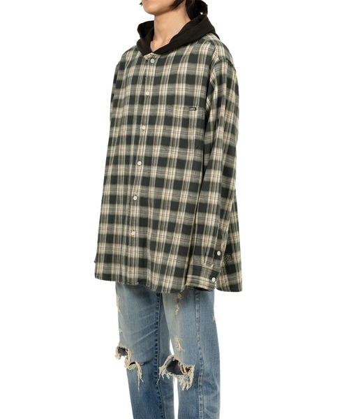 KAMIYA（カミヤ）の「Hooded Check Shirt（シャツ/ブラウス・メンズ・レッド/ブラック/ブルー/グリーン・S/M）」の6枚目の写真