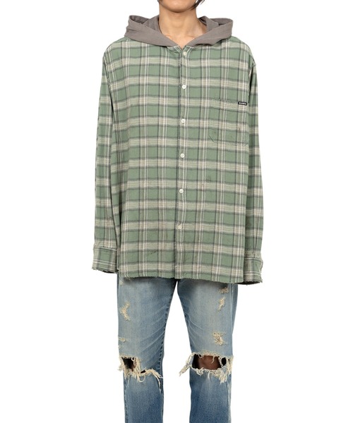 KAMIYA（カミヤ）の「Hooded Check Shirt（シャツ/ブラウス・メンズ・レッド/ブラック/ブルー/グリーン・S/M）」の9枚目の写真