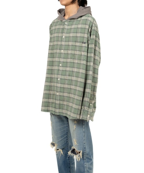 KAMIYA（カミヤ）の「Hooded Check Shirt（シャツ/ブラウス・メンズ・レッド/ブラック/ブルー/グリーン・S/M）」の10枚目の写真