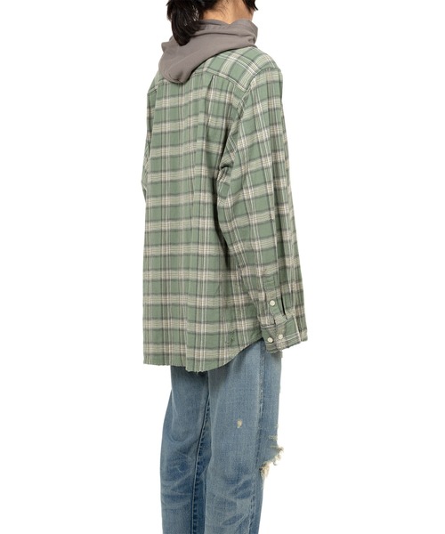 KAMIYA（カミヤ）の「Hooded Check Shirt（シャツ/ブラウス・メンズ・レッド/ブラック/ブルー/グリーン・S/M）」の11枚目の写真