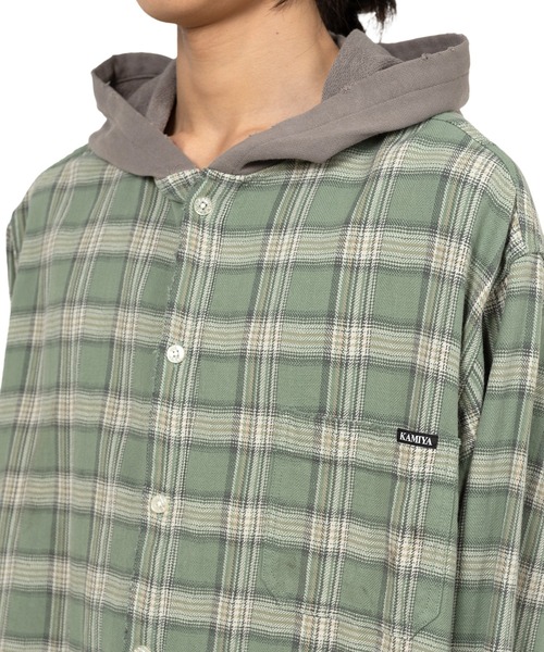 KAMIYA（カミヤ）の「Hooded Check Shirt（シャツ/ブラウス・メンズ・レッド/ブラック/ブルー/グリーン・S/M）」の12枚目の写真
