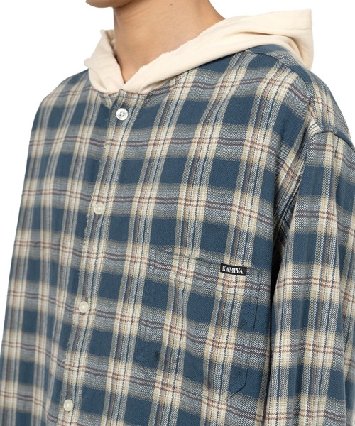 KAMIYA（カミヤ）の「Hooded Check Shirt（シャツ/ブラウス・メンズ・レッド/ブラック/ブルー/グリーン・S/M）」の17枚目の写真