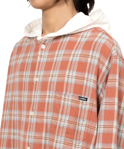 KAMIYA（カミヤ）の「Hooded Check Shirt（シャツ/ブラウス・メンズ・レッド/ブラック/ブルー/グリーン・S/M）」の21枚目の写真