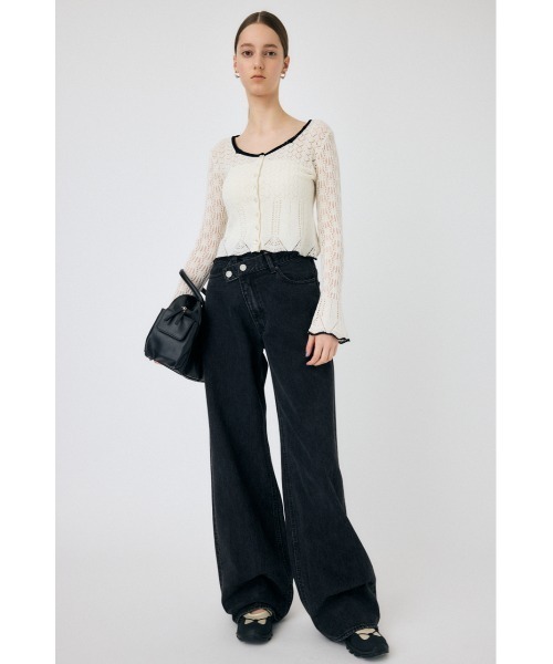 MOUSSY（マウジー）の「EYELET LACE ニットトップス（ニット/セーター・レディース・ホワイト/ブラック/ライトブルー・FREE）」の8枚目の写真