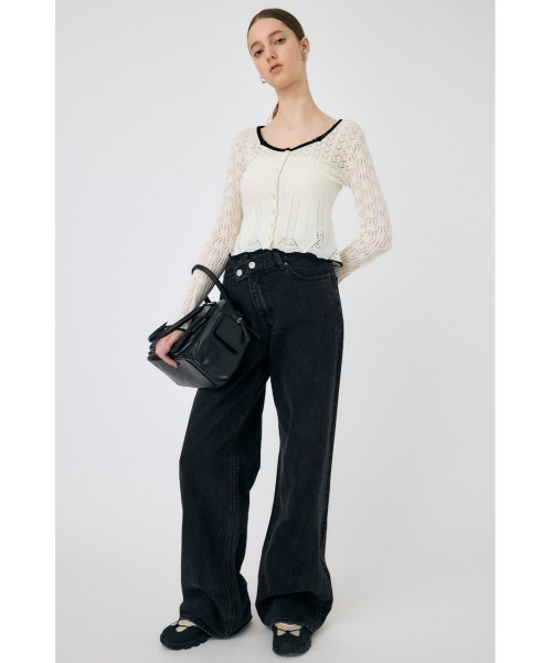 MOUSSY（マウジー）の「EYELET LACE ニットトップス（ニット/セーター・レディース・ホワイト/ブラック/ライトブルー・FREE）」の9枚目の写真