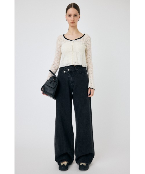 MOUSSY（マウジー）の「EYELET LACE ニットトップス（ニット/セーター・レディース・ホワイト/ブラック/ライトブルー・FREE）」の10枚目の写真