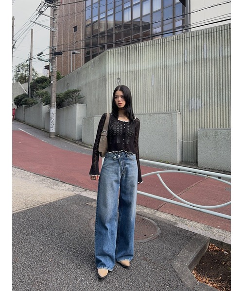 MOUSSY（マウジー）の「EYELET LACE ニットトップス（ニット/セーター・レディース・ホワイト/ブラック/ライトブルー・FREE）」の15枚目の写真