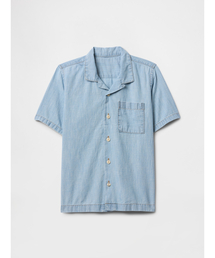 ギャップ　GAP リネンオープンカラーシャツ ☆ リネン混 GAP ギャップ ストライプ オープンカラー オーバー