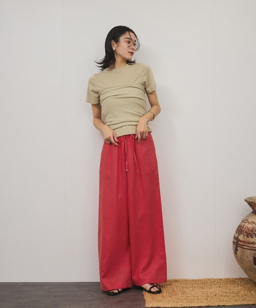 SALON adam et rope'（サロン アダム エ ロペ）の「ヨーロピアンフラックスリネンリラックスパンツ（その他パンツ・レディース・レッド/ベージュ/ブラック/キナリ・S/M）」の7枚目の写真